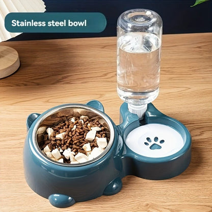 Automatic Pet Feeder and Water Dispenser, Integrated Feeding System for Cats and Dogs,No Battery or Power Needed, slanted mouth